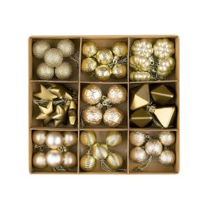 DecorbyHannah 45ct Christmas Ornaments Set, Shatterproof Assorted Mini Gold Christmas Ornaments for Tree Decorations, Small Decorative Hanging Geometric Christmas Ball Ornaments...