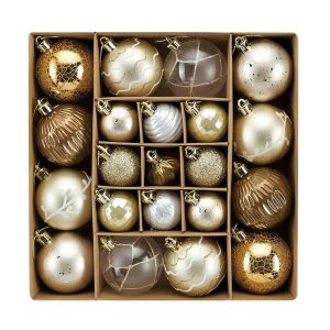 DecorbyHannah Christmas Ornaments Decorations,21ct Gold Copper Christmas Tree Ornaments Set, Shatterproof Decorative Hanging Ball Ornaments for Christmas Tree,Xmas Ornaments...