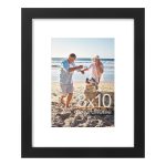 decorUhome 8x10 Picture Frame, Display Pictures 5x7 with Mat or 8x10 without Mat, Black Engineered Wood Photo Frame with Plexiglass for Wall & Tabletop Display, Picture Frames...