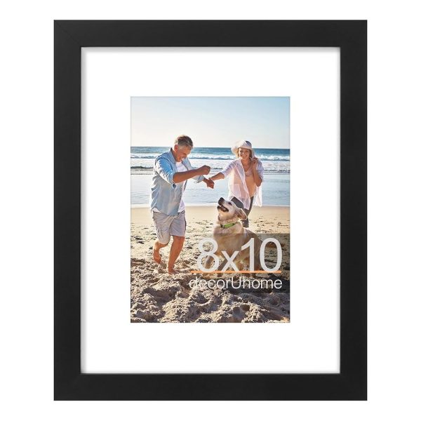 decorUhome 8x10 Picture Frame, Display Pictures 5x7 with Mat or 8x10 without Mat, Black Engineered Wood Photo Frame with Plexiglass for Wall & Tabletop Display, Picture Frames...