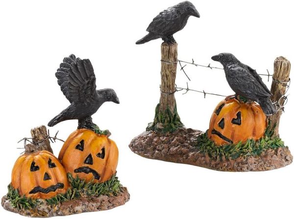 Department 56 Accessories for Villages Halloween Ravens, 1.77 inch (4030786), Black,orange