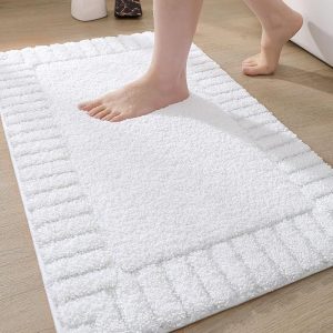 DEXI Bathroom Rugs 24"x36", Non Slip Bath Mats for Bathroom Floor, Ultra Soft and Absorbent Bath Rug Shower Carpet, Machine Washable, White