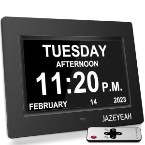 Digtal Clocks with Day and Date of Week for Seniors,12 Alarm Settings, Large Time Display, Auto Dimmable - Perfect for The Elderly