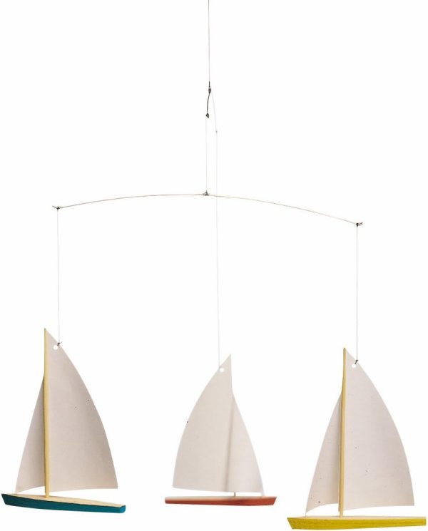 Dinghy Regatta/3 Hanging Mobile - 15 Inches - High Quality Beech Wood - Handmade in Denmark by Flensted