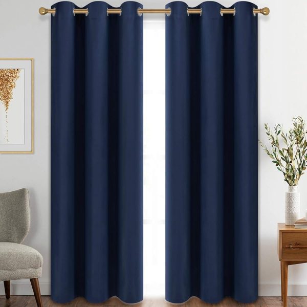 Diraysid Blackout Curtains for Bedroom Grommet Thermal Insulated Room Darkening Curtains (42 x 84 Inch, 2 Panels, Navy Blue)