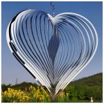 DJUAN Wind Spinner Outdoor Metal Decorations,Silver Heart Wind Spinners for Yard and Garden,Stainless Steel Wind Chimes for Outside Decor,Birthday Gifts for Mom,Mother's...