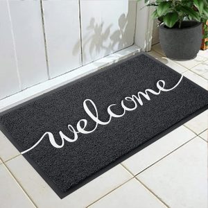 Door mat, Outdoor Indoor Welcome mat, Durable Non-Slip Easy to Clean Front Doormat, Entrance Rectangular Doormat, for high Traffic Areas (30" x 17.5", Black)