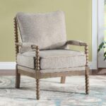 DUHOME Linen Fabric Spindle Accent Chair with Wood Frame,Modern Accent Chairs with Padded Spring Seat and Brushed White Base for Living Room Bedroom Farmhouse Home Office Belcony