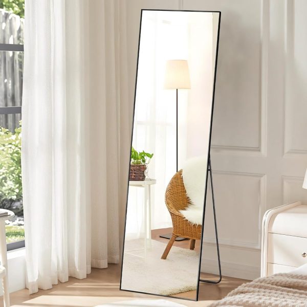 DUMOS Full Length Mirror with Stand, 59''×16'' Floor Mirror with Aluminum Alloy Frame for Bedroom, Standing Full Body Mirror with Shatter-Proof Glass for Wall, Living Room,...