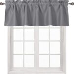 DWCN Valance Curtains Blackout Grey Kitchen Valance Solid Rod Pocket Window Treatments Curtain Valance for Kitchen bathroom Windows 52x18 inch Long, 1 Panel