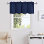 DWCN Valance Curtains for Living Room, Navy Window Valance Solid Short Topper, Short Curtains Valance for Small Window, Farmhouse Valance -1 Panel, 42 X 18 Inch, Navy Blue