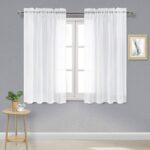 DWCN White Sheer Curtains Semi Transparent Voile Rod Pocket Curtains for Bedroom and Living Room, 52 x 54 inches Long, Set of 2 Panels