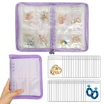 Earring Organizer Case Travel Jewelry Organizer Transparent Jewelry Storage Book for Necklace Bracelet Ring Holder with Small Clear Zippered Pouch