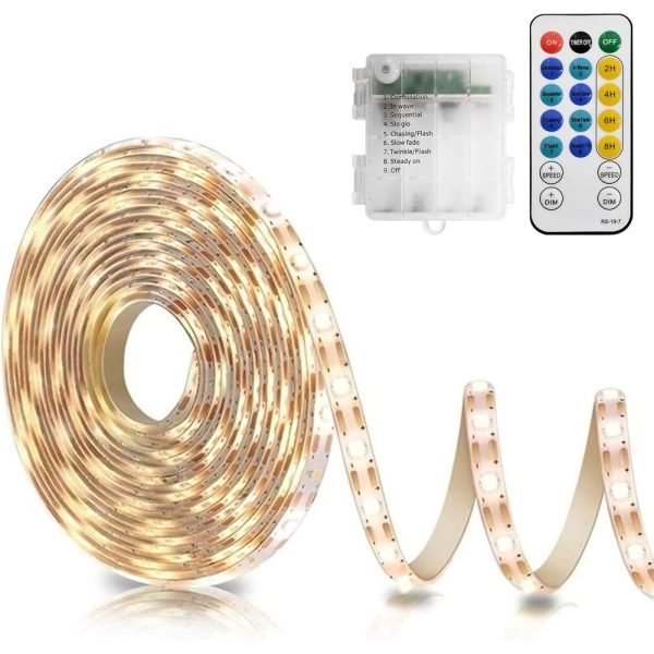 echosari Strip Lights Battery Operated, 16.5Ft 150 LED 2835 SMD Closet Strip Lights with Remote for Bedroom, Kitchen, Cabinet Décor (Warm White)