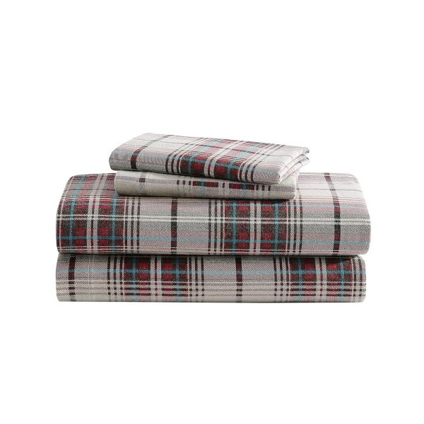 Eddie Bauer - Queen Sheet Set, Warm Breathable Cotton Flannel Bedding with Deep Pockets, Brushed for Extra Softness, Cozy Home Decor, Oeko-Tex Certified (Montlake Plaid, Queen)