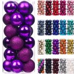 Emopeak 24Pcs Christmas Balls Ornaments for Xmas Christmas Tree - Shatterproof Christmas Tree Decorations Large Hanging Ball for Holiday Wedding Party Decoration (Purple,...