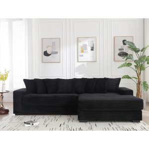 ERYE Oversized Two-Piece Right Facing Modular Sectional Sofa Couch for Living Room, 111-Inch L-Shaped Corduroy Upholstered Convertible Sofa&Couch with Left Chaise Daybed and 8...