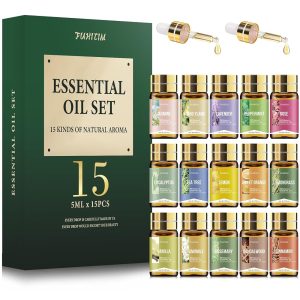 Essential Oils by FUHITIM,15 Pcs Essential Oil Set - for Diffuser, Massage, Fragrance Oil Scent for DIY Candle and Soap Making (15 * 5ML)