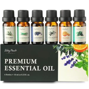 Essential Oils Set - Top 6 Aromatherapy Oils Perfect for Diffuser, Humidifier, Candle Making, Essential Oil Home Gifts Set, Eucalyptus, Lavender, Orange, Peppermint, Tea Tree...