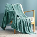 Exclusivo Mezcla Celadon Fleece Throw Blanket for Couch Bed, Super Soft Cozy Blankets with Decorative Wave Textured, Lightweight Plush Blanket All Season Use, 50x70 Inches