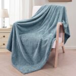 Exclusivo Mezcla Fleece Throw Blanket Extra Large, Super Soft and Warm Blankets for Couch, Sofa and Bed Waffle Textured, Cozy, Fuzzy and Lightweight (Slate Blue, 50x70 inches)