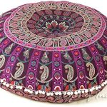 Eyes of India - 32" Purple Burgundy Floor Meditation Pillow Cushion Seating Throw Cover Mandala Hippie Round Colorful Decorative Bohemian Accent Boho Chic Dog Bed Indian...