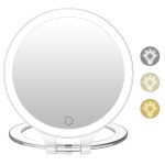 FASCINATE Magnifying Mirror 10X 1X Double Sided Magnification Makeup Vanity Mirror Rechargeable Lighted Mirror with 3 Color Setting Adjustable Rotation LED Vanity Desk Mirror