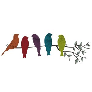 Ferraycle Metal Bird Wall Art Birds on the Branch Wall Decor Leaves with Birds Metal Sculpture Bird Silhouette Metal Ornament Branch Wall Hanging Sign for Balcony Garden Home...