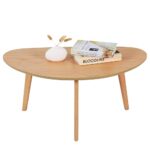 FIRMINANA Small Oval Coffee Table Mid Century Modern for Living Room Center Minimalist Display Coffe Table,Nature Wood,18.9" D x 33.47" W 15.75" H