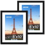 FIXSMITH 8x10 Picture Frame Set of 2, Photo Frame with HD Plexiglass, Display Pictures 5x7 with Mat or 8x10 Without Mat Multi Picture Frames Collage for Tabletop or Wall...