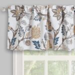 Flowers Valances for Windows, Floral Small Curtain Valance for Kitchen Living Room Bathroom Rod Pocket 52 × 18 Inches Coffee Brown