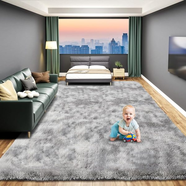 Fluffy Soft Area Rugs for Bedroom, 4X6 Indoor Modern Area Rugs Fluffy Living Room Carpets for Kids Bedroom Home Decor Nursery Rug, High Pile Soft Throw Rug, Anti-Skid, Tie-Dyed...