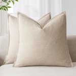 Foindtower Pack of 2, Decorative Linen Soild Throw Pillow Covers Soft Accent Cushion Case Boho Farmhouse Neutral Pillowcase for Couch Sofa Bedroom Living Room Home Decor 18 x 18...