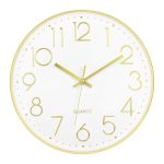 Foxtop 14 Inch Wall Clock, Large Silent Non-Ticking Gold Wall Clock Battery Operated Round Quartz Modern Wall Clock Decorative for Living Room Bedroom Kitchen Home Office