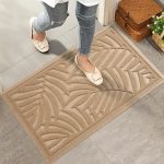 Front Door Mat, Absorbent Resist Dirt Welcome Door Mat Indoor Outdoor, Waterproof Doormat, Sturdy Non Slip Backing, Fade Resistant, Low Profile Entry Mat for Entryway, 29×17, Beige