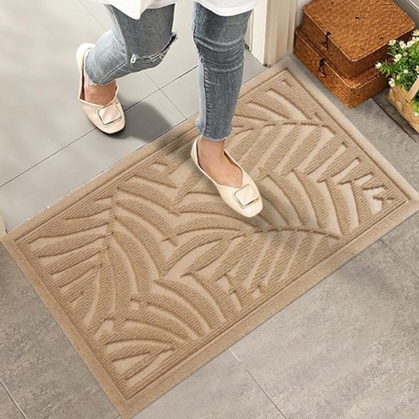 Front Door Mat, Absorbent Resist Dirt Welcome Door Mat Indoor Outdoor, Waterproof Doormat, Sturdy Non Slip Backing, Fade Resistant, Low Profile Entry Mat for Entryway, 29×17, Beige