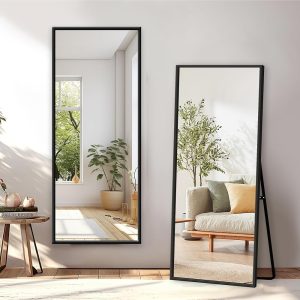 Full Length Mirror with Stand - 56" x 18" Full Body Mirror with Aluminum Alloy Frame, Wall-Mounted/Leaning Against Wall/Standing Floor Mirror for Bedroom, Living Room, and Entryway