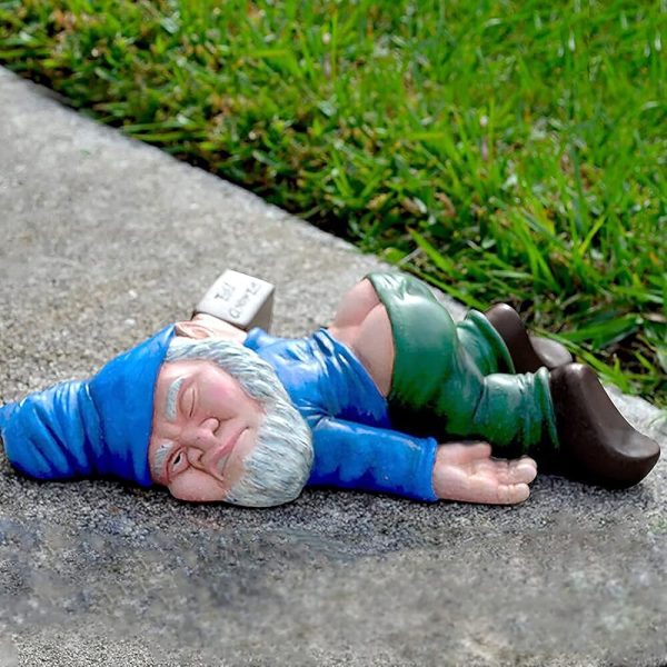 Funny Drunk Dwarf Garden Gnome Statues Decoration, Creative Dwarf Garden Statue Decoration, Drunk Gnome Resin Sculpture Novelty Gift for Outdoor Indoor Patio Yard Lawn Porch...