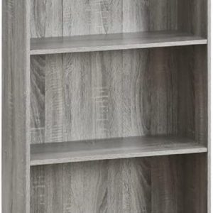 Furinno Basic 3-Tier Bookcase Storage Shelves, French Oak Grey