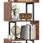 Furologee 5-Tier Bookshelf, S-Shaped Geometric Bookcase, Narrow Freestanding Display Shelves, Modern Wood Decorative Storage Shelving Rack for Bedroom, Living Room, Home Office,...