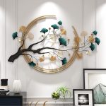 Futyli Large Metal Wall Decor 3D Wall Art Decor Modern Metal Wall Sculptures Vertical 53" Ginkgo Leaf Metal Art Wall Decor for Living Room Dining Room Bedroom Wall Art Decor