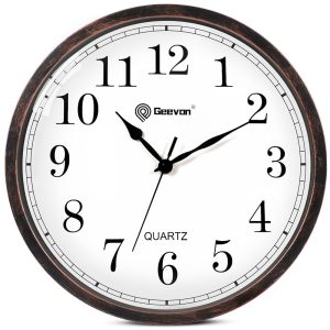 Geevon Retro 12 Inch Wall Clock Silent Non Ticking, Analog Rustic Vintage Clock Quartz, Decorative Battery Operated Wall Clock for Kitchen/Office/Classroom/Bedroom/Living Room...