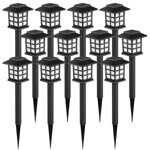 GIGALUMI Solar Outdoor Lights,12 Pack LED Solar Lights Outdoor Waterproof, Solar Walkway Lights Maintain 10 Hours of Lighting for Your Garden, Landscape, Path, Yard, Patio,...