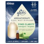 Glade Aromatherapy Diffuser & Essential Oil, Air Freshener for Home, Find Clarity Scent with Notes of Bergamot & Lemongrass, 0.56 Fl Oz