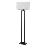 Globe Electric 67046 D'Alessio 58" Floor Lamp, Matte Black, White Linen Shade, On/Off Socket Rotary Switch