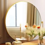 Gold Round Mirror, 24 inch Round Mirror, Gold Circle Mirror Metal Frame, Round Wall Mounted Mirrors for Bathroom, Hallway, Living Room, Bedroom.