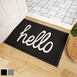 Gorilla Grip 100% Water Resistant All Weather Hello Door Mat, Dirt Grabber Mesh Welcome Doormat, Stain and Fade Resistant, Low Profile Entryway Mats for Home Front or Back...