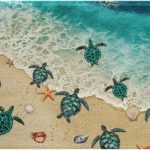 Green Sea Turtle Area Rug Ocean Hawaii Beach Tropical Bath Rugs for Teens Boys,Tortoise Sea Waves Rugs Starfish Shell Coastal Creature Kitchen Mat Nautical Sea Animal Room Decor...