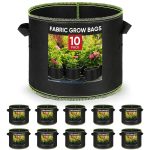 Grow Bags 5 Gallon 10Pcs Heavy Duty 300G Fabric Pots for Plants,Thickened Nonwoven Garden Bags to Grow Vegetables,Large Nursery Pots,Tomato Grow Bags with Handles, Green Line...