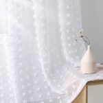 Guken Sheer Curtains 84 Inch Length 2 Panels Sets for Living Room Bedroom 38 Inch Width Farmhouse Boho Drapes Light Filtering Pom Pom Curtains Tufted Semi Sheer Kids Rod...